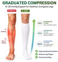 Chaussettes de compression graduée en viscose de bambou, hauteur genou, avec bande large et bout sans couture, pour infirmières, voyage, course et bureau