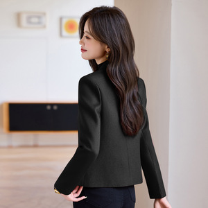 Red Blazer For Women Solid Color Polyester Anti-Wrinkle Short Casual Jacket Spring Autumn Wear - Product Image 4