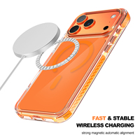 Coque Magnétique Antichoc Transparente pour iPhone 17 16 15 avec Protection Métallique de l'Objectif, Dos Rigide Brillant en PC, Compatible Charge Sans Fil