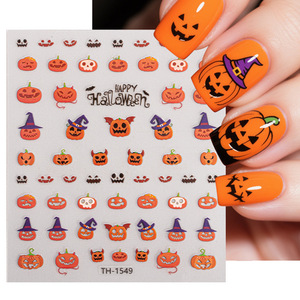 Nuevas pegatinas de uñas de Halloween estilo oscuro con calabaza, fantasma y cicatrices, calcomanías INS multiusos para uñas, decoraciones artísticas DIY para teléfonos, venta al por mayor - Product Image 4