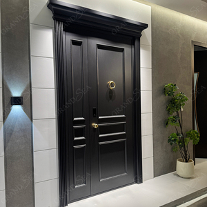Pintu Masuk Depan Mewah Berkualitas Tinggi Warna Hitam Gaya Eropa Pintu Depan Aluminium Keamanan Eksterior untuk Rumah - Product Image 2