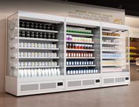 Réfrigérateur commercial à rideau d'air de type split Shenchu, avec revêtement en acier inoxydable, vitrine de présentation multi-niveaux en verre, congélateur sans givre