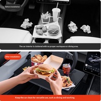 Plateau de bureau 2-en-1 pour volant de voiture et organisateur de vide de place de siège de voiture, table pliable aspect fibre de carbone pour ordinateur portable, repas et écriture