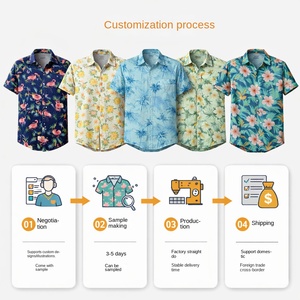 เสื้อเชิ้ตลายดอกสไตล์ฮาราจูกุ แขนสั้น สำหรับฤดูร้อน ชายหาด วันหยุดพักผ่อน ไทย ยูนนาน เทศกาลสงกราน  แบบยูนิเซ็กซ์ ฮาวาย ระบายอากาศได้ดี - Product Image 4