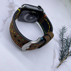Cinturino alla moda per <span class=keywords><strong>Apple</strong></span> <span class=keywords><strong>Watch</strong></span> Series 8 7 6 <span class=keywords><strong>5</strong></span> 4 3 2 1 <span class=keywords><strong>se</strong></span> o iWatch 38 40 41 42 44 45 49mm cinturino in vera pelle Vintage - Product Image 5