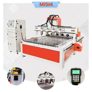 Mishi 3d Sofa Stoel Tafelpoot Houtsnijwerk Multi-Head Cnc Router Machine Roterende 4 As Multi-Head Cnc Router