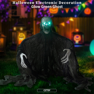 Décorations d'Halloween en plastique : Zombie, Fantôme, Crâne Lumineux, Insert Électronique pour Sol, Maison Hantée, Salle Secrète, Cour - Product Image 3