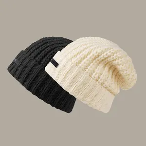 Unisex Overs ized Winter hüte Custom Made Woven Label Logo Slouch Strick mütze/Custom Slouchy Beanie
