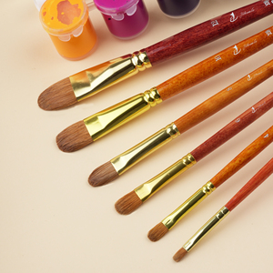 Prezzo all'ingrosso di alta qualità per capelli con manico in legno rotondo pennello artistico professionale pennello artistico con forma di nocciolo - Product Image 2