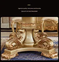 Ensemble de table et de chaises de salle à manger rectangulaire en marbre de style européen, utilisation à domicile ou au restaurant, table de salle à manger en bois massif sculpté, démontable