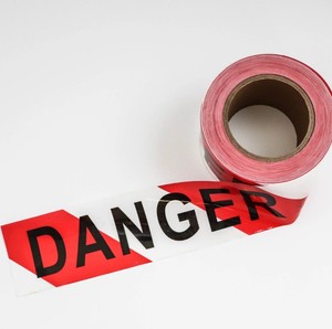 <b>White</b> Red Danger Non-Adhesive Safety <b>Tape</b> with Bold Black Print Danger for Hazardous Areas - Product Image 2