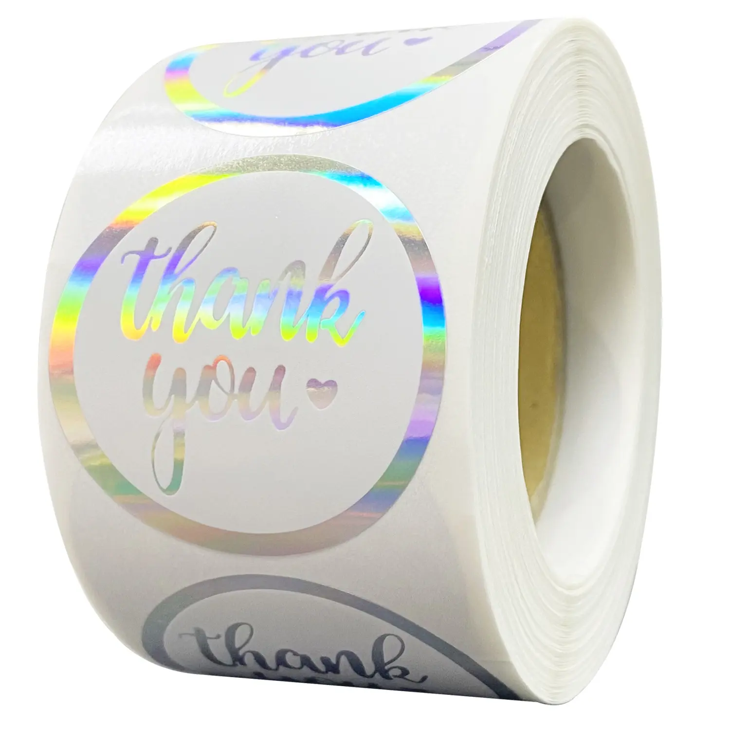 Self-adhesive Custom Logo Scan Code Gold Foil Print Thank You Stickers Packaging Label Roll