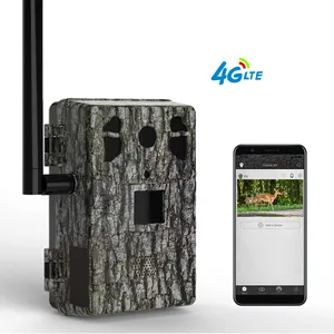 Caméra de chasse sauvage 4G Lte Trail Camera SIM sans fil 940 No Glow Night Vision Camera pour la chasse Camo vert avec panneau solaire