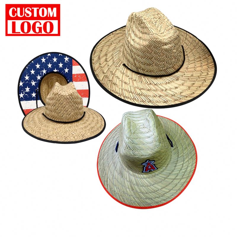 Соломенные шляпы от солнца по индивидуальному заказу, дешевые американские пляжные шляпы sombrero для серфинга lifeguard, оптовая продажа соломенных шляп