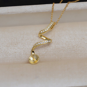 Pendentif éclair en argent S925 fait main, style coréen, avec support vide pour perles de 8 à 12 mm, référence 4220, apprêts et composants de bijouterie - Product Image 4