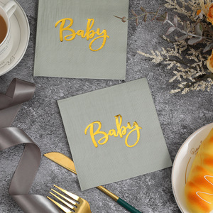 Baby Print Paper Napkins 250mm Square Embossed For Birthday Parties - Product Image 1