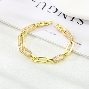 Bracelet Chaîne Coréen Tendance de Luxe en Laiton Plaqué Or 18K avec Diamants et Zircons, Style Géométrique, Vente en Gros Usine, Mode Féminine - Product Image 2