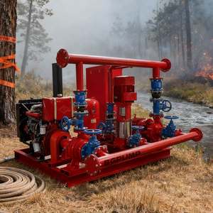 مضخة حريق 75hp ومضخة Jockey لتدفق 500gpm ، 300gpm نظام مضخة مياه تعمل بالديزل لمكافحة الحرائق مع وحدة تحكم - Product Image 1