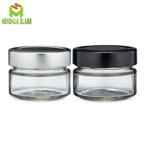 高品质宽口3盎司透明玻璃麦角食品储物罐106毫升圆形果酱蜂蜜玻璃容器罐，带金属盖