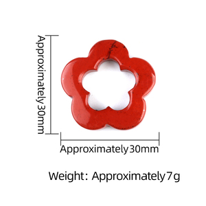 Ciondolo a Fiore di Prugna Cavo in Pietra Naturale Occhio di Tigre, Diaspro Rosso, Agata Indiana, Cristallo, 30mm, per Creazione Gioielli Fai da Te, Zitian - Product Image 2