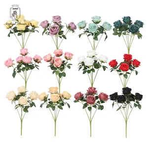 장식 5 머리 장미 꽃다발 인공 꽃 인공 작은 꽃 머리 벽 장식용 인공 꽃 머리