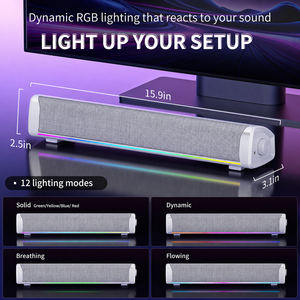 Hot-Selling Cost-Effective 6W 2.0 USB Powered Wired Plastic Desktop PC Gaming <b>Speaker</b> Sound Bar RGB <b>LED</b> Light - Product Image 5