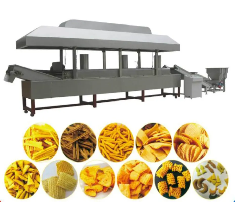 Gebakken Maïs Bugle Snacks Voedsel Extruder Machine Gebakken Chips Snacks Maken Machine Gebakken Tortilla Snack Productielijn