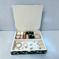 Boîte à bijoux de luxe en résine à motif coquillage, 2 compartiments, boîte de rangement avec couvercle à charnière pour cosmétiques, bijoux, boîte cadeau, boîte à souvenirs