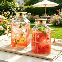Carafe à eau en verre transparent résistant à la chaleur de forme carrée minimaliste moderne de 1 gallon avec couvercle