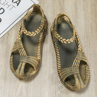 Sandalias Unisex de Diseño Tejido en Bronce, Sandalias de Alta Calidad, Estética de Nicho, Transpirables, para Verano, Aire Libre, Playa, Casuales