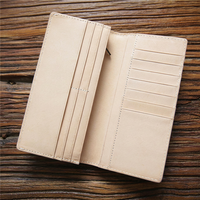 Portefeuille long pour homme en cuir véritable, cuir de vache tanné végétal italien, protection RFID, plusieurs emplacements pour cartes, sac à main décontracté