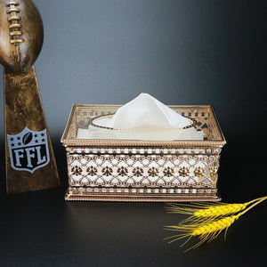 Caja de pañuelos exquisita, dispensador de servilletas doradas, organizador de pañuelos de plata, soporte de tejido de metal para tallado artístico - Product Image 2