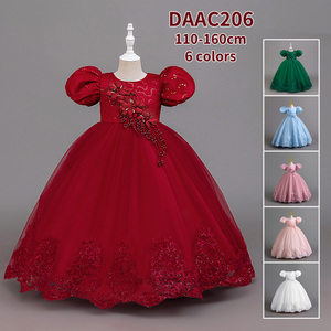 Robe tutu rose en satin MQATZ, dernière collection, pour filles de 4 à 9 ans, longueur genou, coupe trapèze, à volants, imprimé floral, pour fêtes, anniversaires, mariages, ODM - Product Image 5