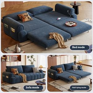 Wood Palace Craftsman <span class=keywords><strong>Puff</strong></span> sofá <span class=keywords><strong>cama</strong></span> Chenille dormitorio sala de estar 2025 nuevo juego de doble uso integrado plegable <span class=keywords><strong>cama</strong></span> de esponja - Product Image 2