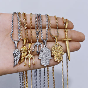 Chaîne pendentif aile d'ange en or 18 carats PVD Collier aile pour homme Collier pendentif <span class=keywords><strong>plume</strong></span> Collier vintage Collier aile en or pour homme - Product Image 2