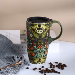 Tasse à café en céramique Tasse à thé Latte en <span class=keywords><strong>porcelaine</strong></span> avec couvercle 17oz. Vert - Product Image 3