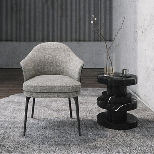 Chaise de salle à manger en tissu pour restaurant, rembourrée, avec accoudoirs, style moderne, luxe léger, accent italien, avec pieds en métal - Product Image 3