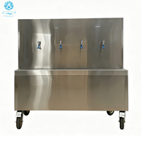 Distributeur d'eau glacée commercial 200L/H avec double réservoir d'eau froide de 50L en acier inoxydable 304, robinet à poussoir, refroidisseur d'eau extérieur