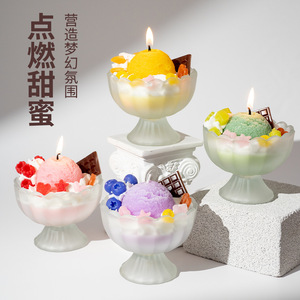 Ice <b>Cream</b> Scented Candles Fruit Shape Soy Wax Birthday Gift Novelty Candle - Product Image 3