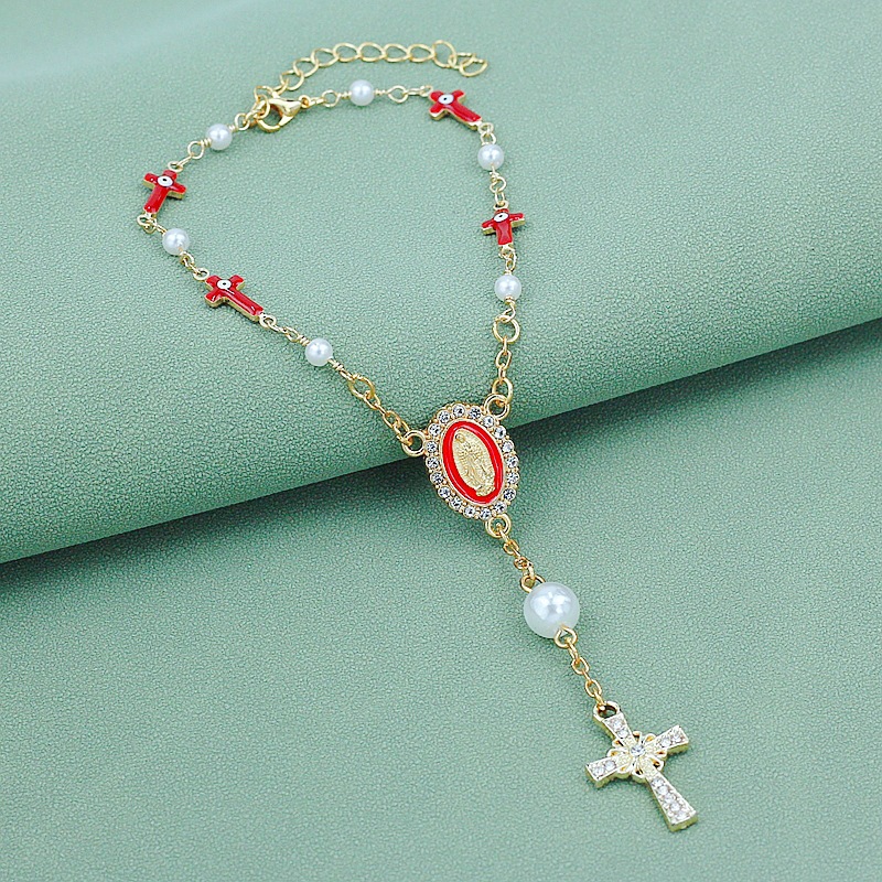 Red Enamel Eye Cross Dangling Cross Charm RB