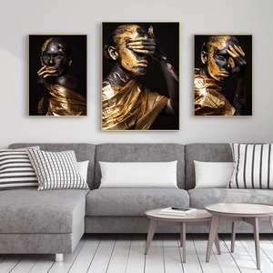 Pintura al Óleo Moderna <span class=keywords><strong>de</strong></span> Mujer Africana Dorada, Arte <span class=keywords><strong>de</strong></span> Pared en Lienzo Negro y Dorado <span class=keywords><strong>para</strong></span> Sala <span class=keywords><strong>de</strong></span> Estar, Decoración del Hogar, Impresiones <span class=keywords><strong>de</strong></span> Pósteres - Product Image 5