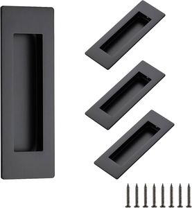 WEKIS Stainless Steel Black Sliding Closet <b>Door</b> <b>Handles</b> Recessed Finger Black Flush <b>Pulls</b> Square Sliding Barn <b>Door</b> Cabinet Pul - Product Image 2
