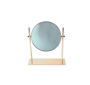 metal frame bathroom vanity with NICKEL metal double column round mirror 360 DEGREE for make up and finishing golden