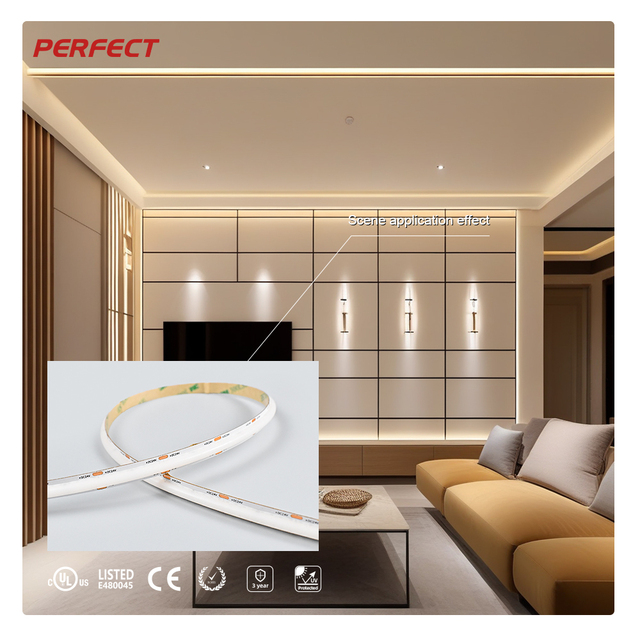 SOB Flexible LED Strip Light 320LEDs/m High Density Dimmable Warm to Cool White 2700K-6000K CRI>90 8mm Width for Cabinet Edges