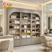 Meuble de présentation mural moderne à arche, éco-responsable, avec éclairage LED pour salon de beauté, coiffure, magasin de détail et salle d'exposition