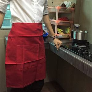 Delantal de babero de medio cuerpo sin mangas Unisex de primera calidad, 2 bolsillos, diseño de cintura, poliéster tejido suave, Simple para limpieza de cocina - Product Image 3