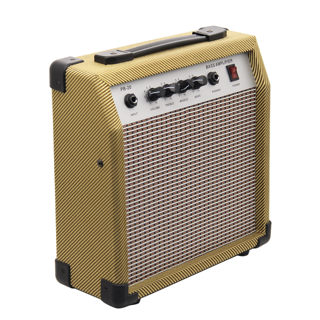 Bass Guitar Amplifier Combo with 4 Control Knobs Volume Treble Middle Bass and Phones Jack for Practice