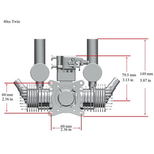 Moteur à essence/benzine RCGF STINGER 40cc bicylindre refroidi par air avec double silencieux/allumage/bougie d'allumage compatible avec les modèles RC - Product Image 3