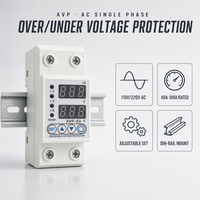 Dispositivo de Protección de Sobretensión/Baja Tensión Ajustable AVP AC Monofásico 110V/220V, Protector de Energía 40A-100A 1P+N para Uso en Centros de Datos