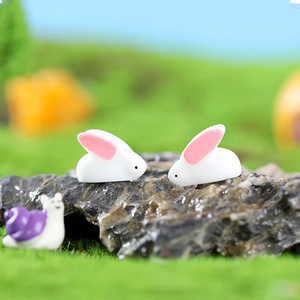 Simulated White Rabbit Resin Figurine <b>Miniatures</b> Mini Big Ears Bunny Charm Ornaments for Landscape Decorations DIY Accessories - Product Image 5